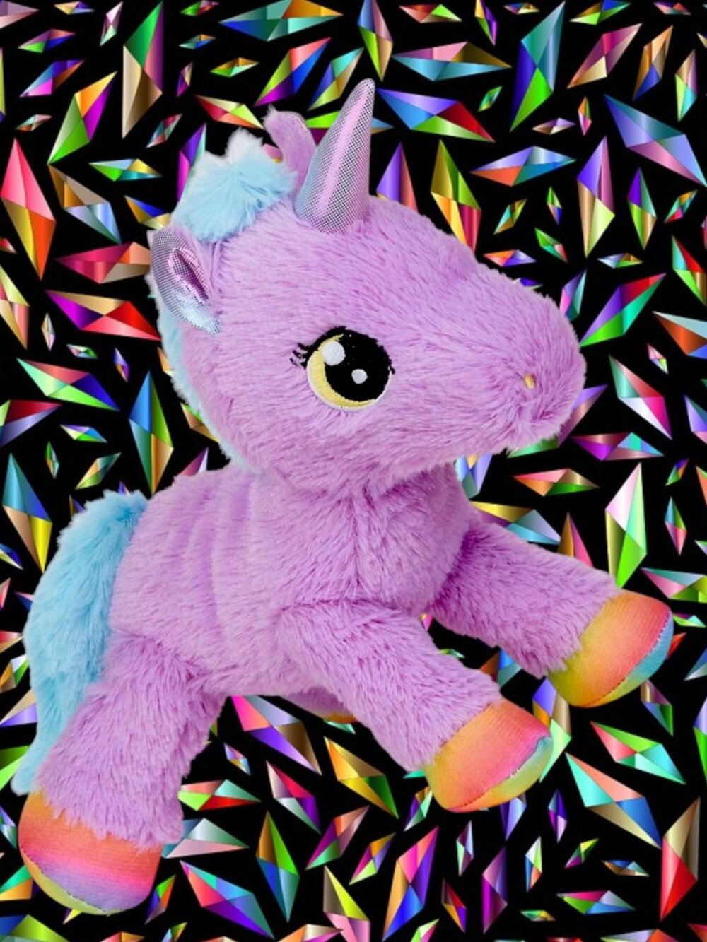 NWT Rainbow Unicorn Plush Stuffed Animal Soft Stand Toy Purple Iridescent Lovey